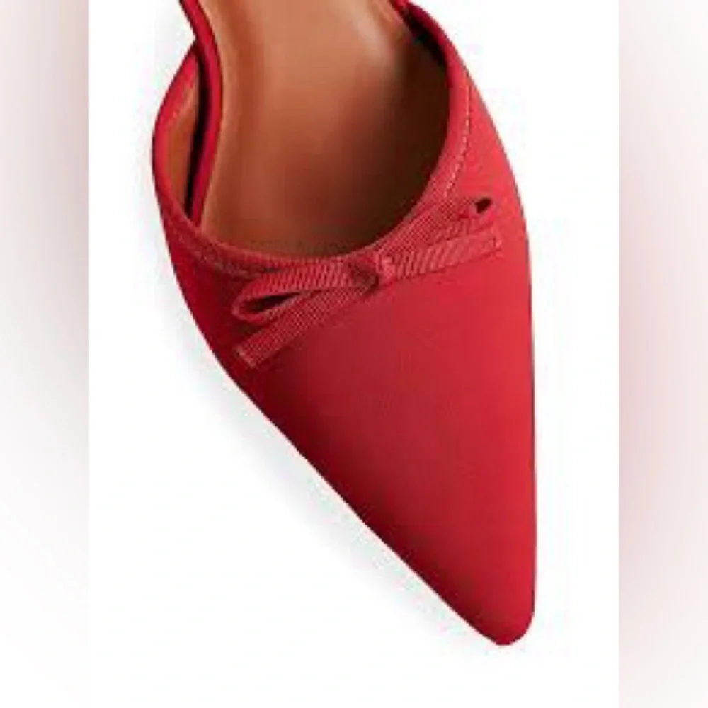 REFORMATION Wade Kitten Heel Pumps - Lipstick Satin - Picture 6 of 16